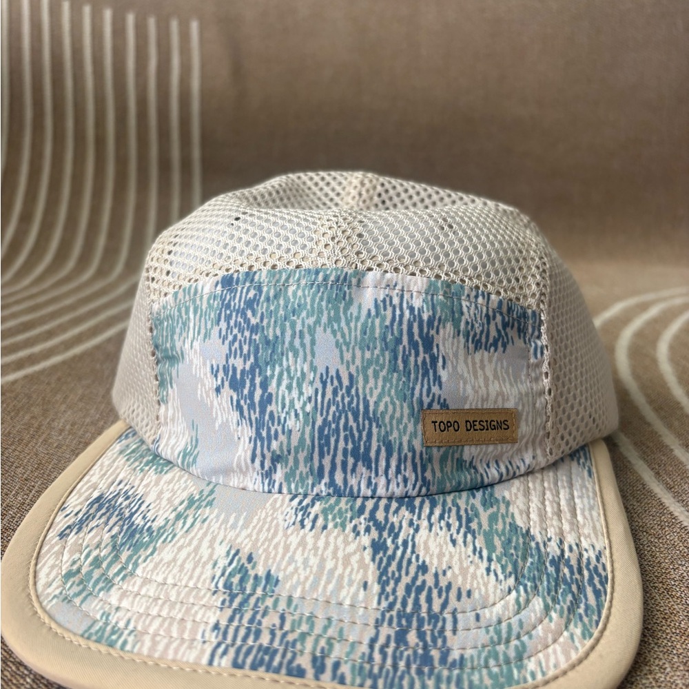 Topo Designs Beige and Blue Mesh Cap (unisex)